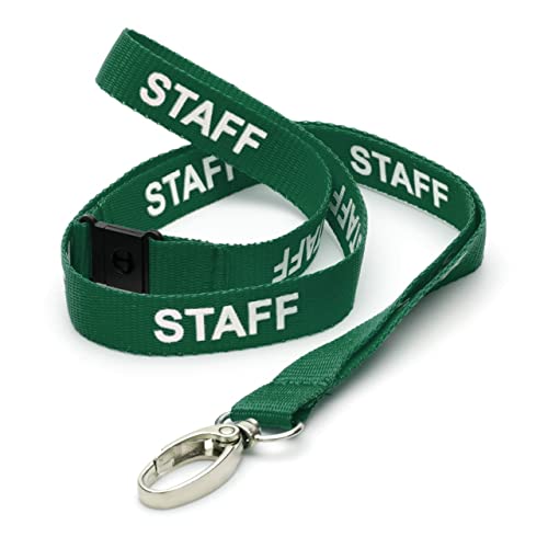 CKB LTD Grün Staff LANYARDS Breakaway Sicherheits-Lanyard-Umhängeband, drehbarer Metallclip für Ausweishalter – Pull-Quick-Release-Design, 50 Stück