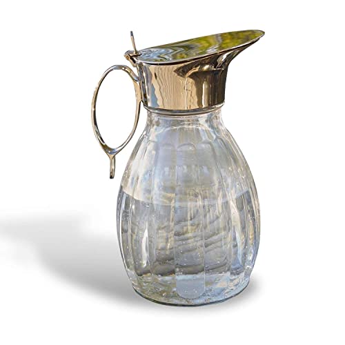 LOBERON® Krug Agudelle, Glas, Messing, H/B/T ca. 23/16 / 11 cm, klar/silber, klar/silber