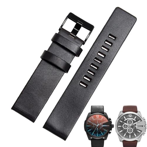 BANDKIT Uhrenarmband aus Rindsleder für Diesel Uhrenarmband DZ7312 | DZ4323 | DZ7257 mit Edelstahl-Dornschließe, flaches Band 24, 26, 27, 28, 30 mm, 30 mm, Achat