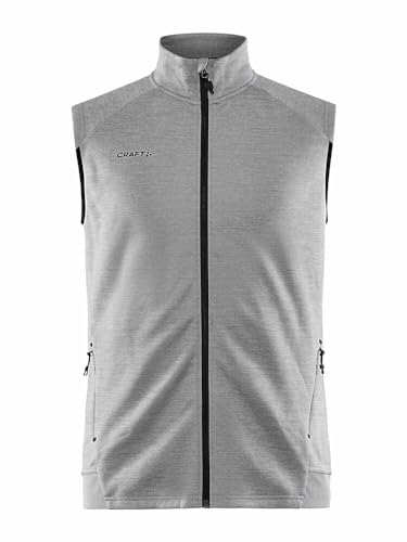 Craft ADV UNIFY VEST | Herren Weste 3XL | Grey Melange | Leichte Weste Herren aus Recycling Polyester | Laufweste Herren | Mit Kragen | 2 Taschen | Herren Weste OutdoorM