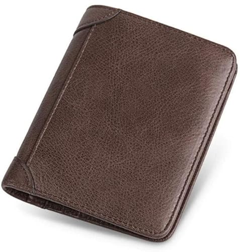 VSULZVNU Herren-Geldbörse, tragbar, Leder, faltbar, vertikale Kartenpackung, bietet Platz für 10 Karten und 30 Geldscheine 11,9 x 9,4 x 2,2 cm (Farbe: Schwarz), Coffeecolor