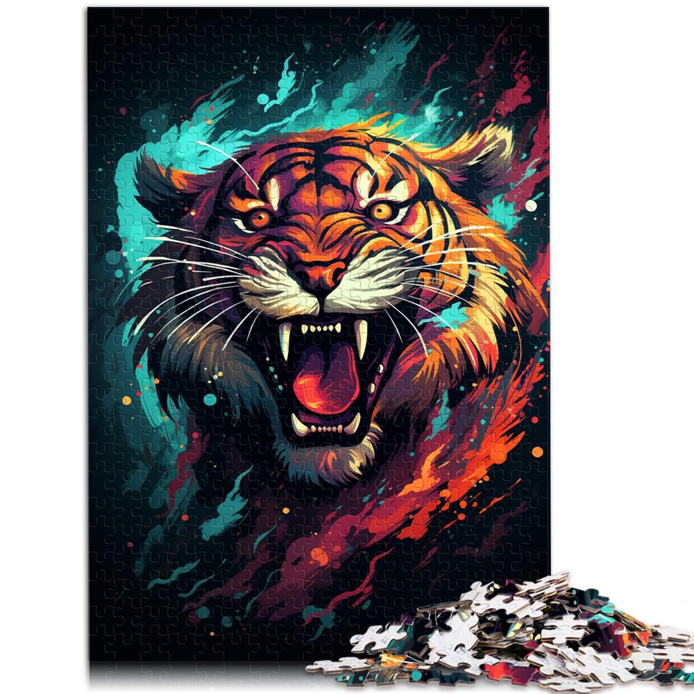 Puzzle für Puzzle Bunter Tiger 1000-teiliges Puzzle für Erwachsene Holzpuzzle als Geschenk für die ganze Familie und die 1000 Teile (50 x 75 cm)