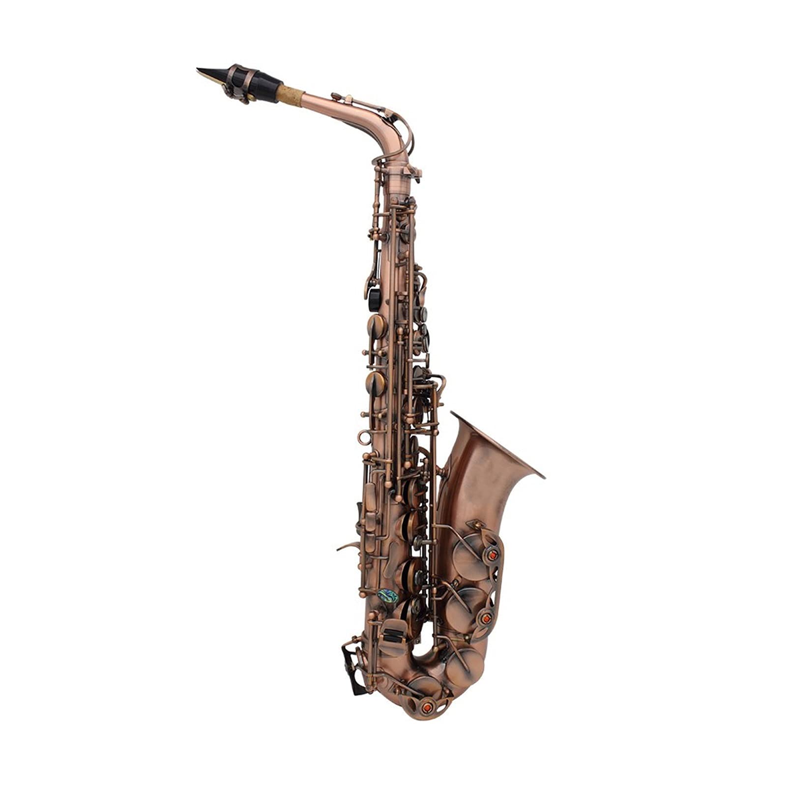 Professionelles Saxophon Eb E- flach Altsaxophon Rot Bronze Bend Abalone Shell Key Carve Muster Mit Koffer Handschuhe