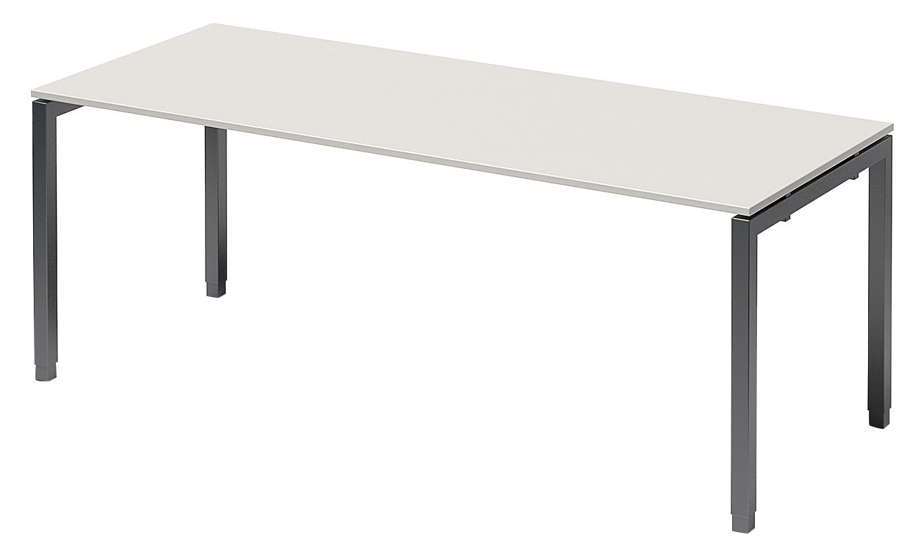 BISLEY Cito Schreibtisch, 650-850 mm höheneinstellbares U-Gestell, Metall, Gw334 Dekor Grauweiß, Gestell Anthrazitgrau, 80 x 200 x 85 cm