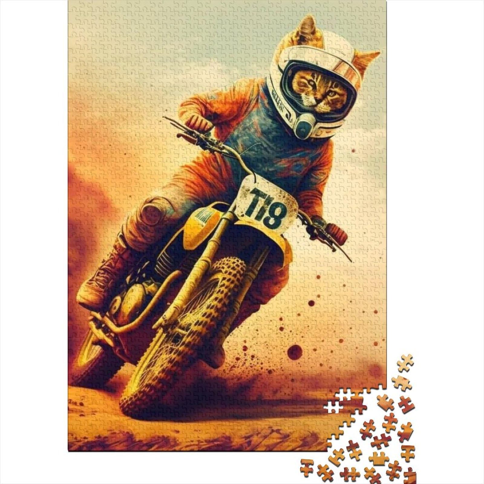 Lustiger Katzen-Astronauten-Weltraum für Erwachsene, schwierige Puzzles, Kunst-Puzzles für Erwachsene, 1000 Teile, Spielspielzeug für Erwachsene, Familienpuzzle, Geschenk, 29,53 x 19,69 Zoll