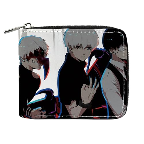 RYNDEX Tok-yo Gho-ul Anime Geldtasche, Leder Geldbörse mit Reißverschluss-Design, Geldbörse Geldbeutel Portemonnaie für Geschenkidee(Color:Multicolor 6)