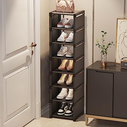 Schuhregal aus Vlies, hoch, vertikal, schmal, Schuhregal, Aufbewahrungs-Organizer, stabiles, stapelbares Schuhregal, klein, platzsparend, für Eingangsbereich, Schrank, Flur (27,9 cm B x 26,9 cm T x