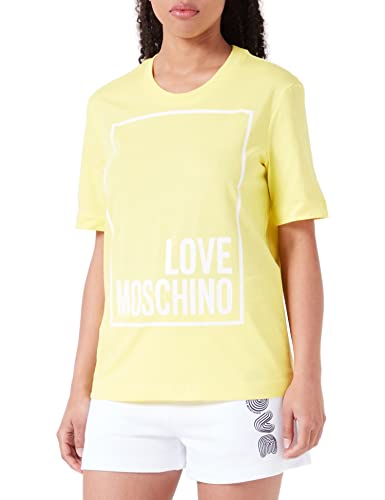 Love Moschino Damen Regular Fit Short-sleeved T-shirt T Shirt, Gelb, 40 EU