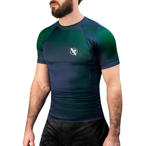 Hayabusa Fusion Short Sleeve Rashguard - Blauw / Groen