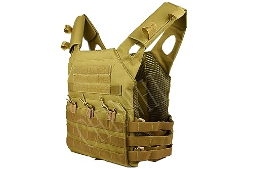 QHIU Taktische Weste Plate Carrier Camouflage Molle Schutz Multifunktions Kampf Militär verstellbares Vest für Airsoft Paintball CS SWAT Wargame Jagd Outdoor Sport