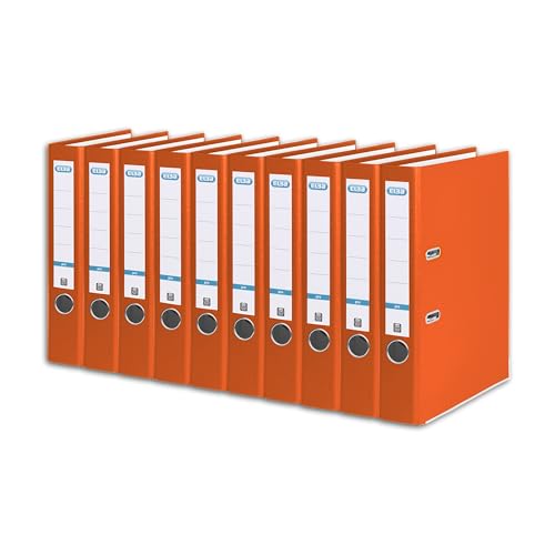 ELBA 100023258 Ordner smart Pro 10er Pack 5 cm schmal DIN A4 orange mit Einsteck-Rückenschild und Kunststoffbezug außen