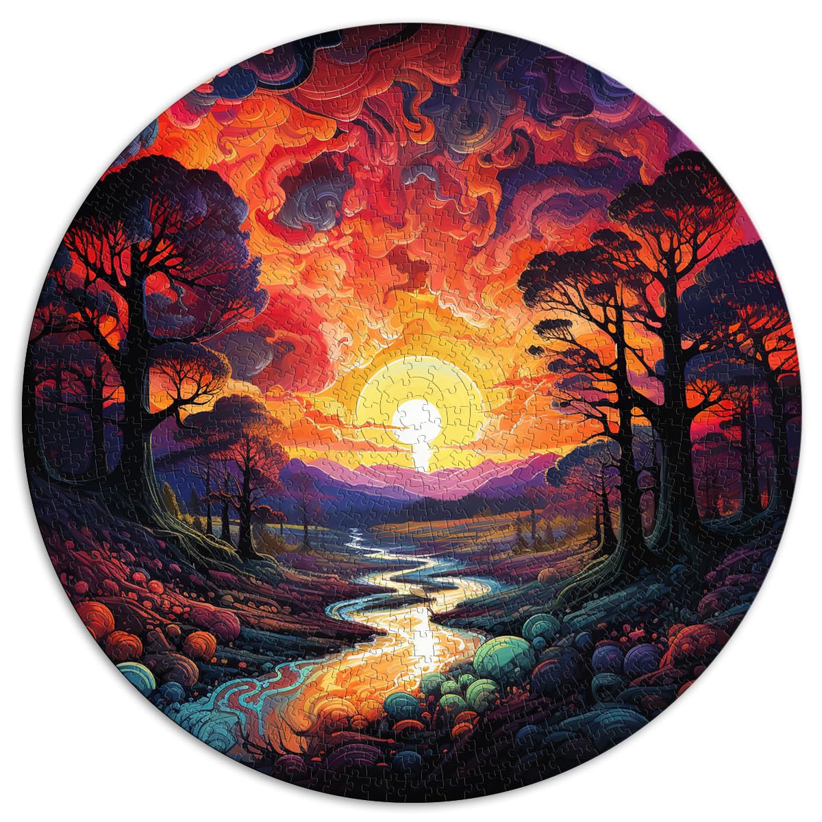 Puzzles zum Verschenken, Dämmerung, Sonnenuntergang, 1000-teiliges Puzzle für Erwachsene, 67,5 x 67,5 cm, Entspannungspuzzles, Spiele, Familienaktivitätspuzzles, Lernspiele