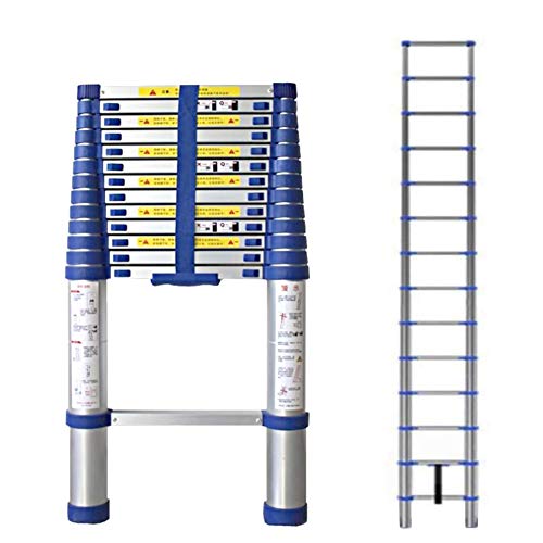 RASOANOA Teleskopleiter, Aluminium-Teleskop-Ausziehleiter, blau, Dachbodenleiter, ausziehbar, Tragkraft 200 kg/440 lbs (Größe: 3,85 m/12,6 Fuß) (blau, 2 m/6,5 Fuß) Lucky Star Ambitious