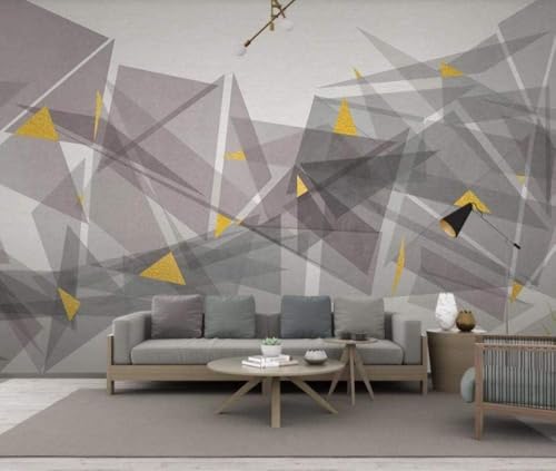 Abstrakte Geometrie Goldenes Dreieck 3D Tapete Poster Restaurant Schlafzimmer Wohnzimmer Sofa TV Dekorative Wand-400cm×280cm