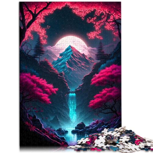 Puzzlespiele Neon Sakura Wunderland Puzzles für Erwachsene 1000 Puzzles Holzpuzzle Spaß für Aktivitäten zu Hause, Geburtstagsgeschenk, Reisegeschenke, 1000 Teile (50 x 75 cm)