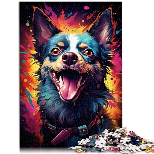 Puzzle zum Bemalen, bunter Chihuahua-Hund, 1000 Teile, Puzzle-Geschenke, Holzpuzzle, Wanddekoration, einzigartige Geburtstags, 1000 Teile (50 x 75 cm)