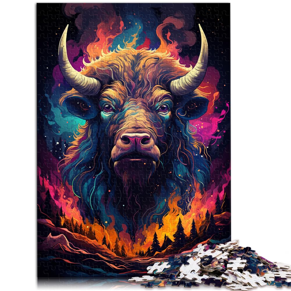 Puzzle für farbenfrohe Psychedelika von Psychedelic Buffalo, Puzzle für Erwachsene mit 1000 Teilen, Holzpuzzle zum Stressabbau, 1000 Teile (50 x 75 cm)