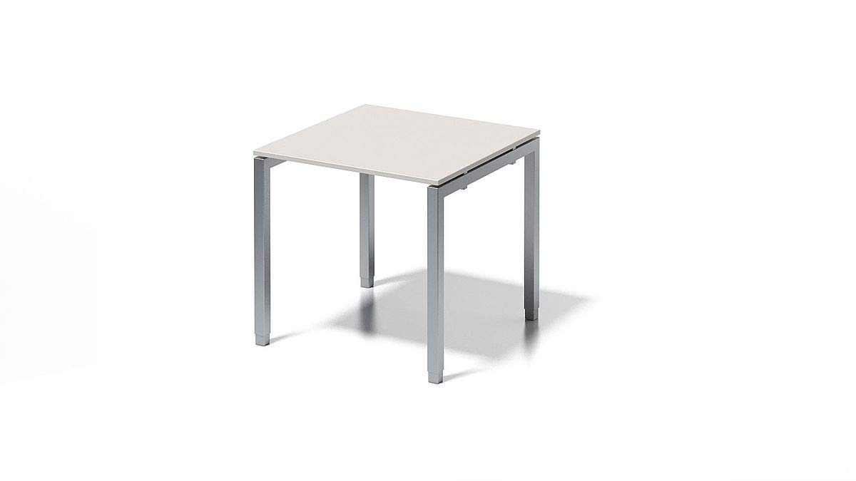 BISLEY Cito Schreibtisch, 650-850 mm höheneinstellbares U-Gestell, Metall, Gw355 Dekor Grauweiß, Gestell Silber, 80 x 80 x 85 cm