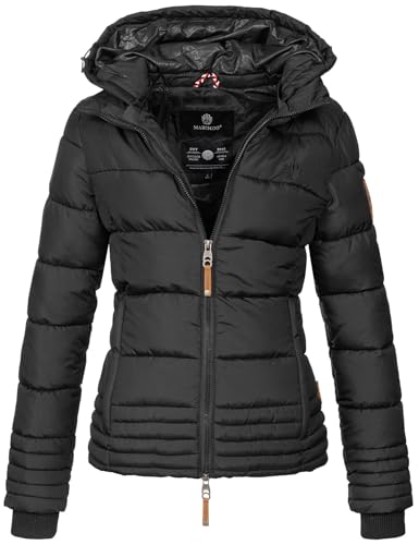 MARIKOO Designer Damen Winter Jacke Steppjacke Winterjacke Stepp gesteppt B668 [B668-Sol-Schwarz-Gr.M]