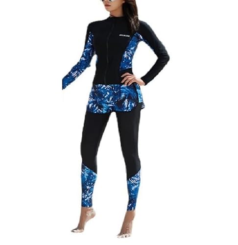 Damen Neoprenanzug, 5 Teiliges Set UV-Schutz Surfanzug, Langarm Sommer Sportlicher Elastischer Tauchanzug, Split-Badeanzug für Surf Schnorchel Kajak
