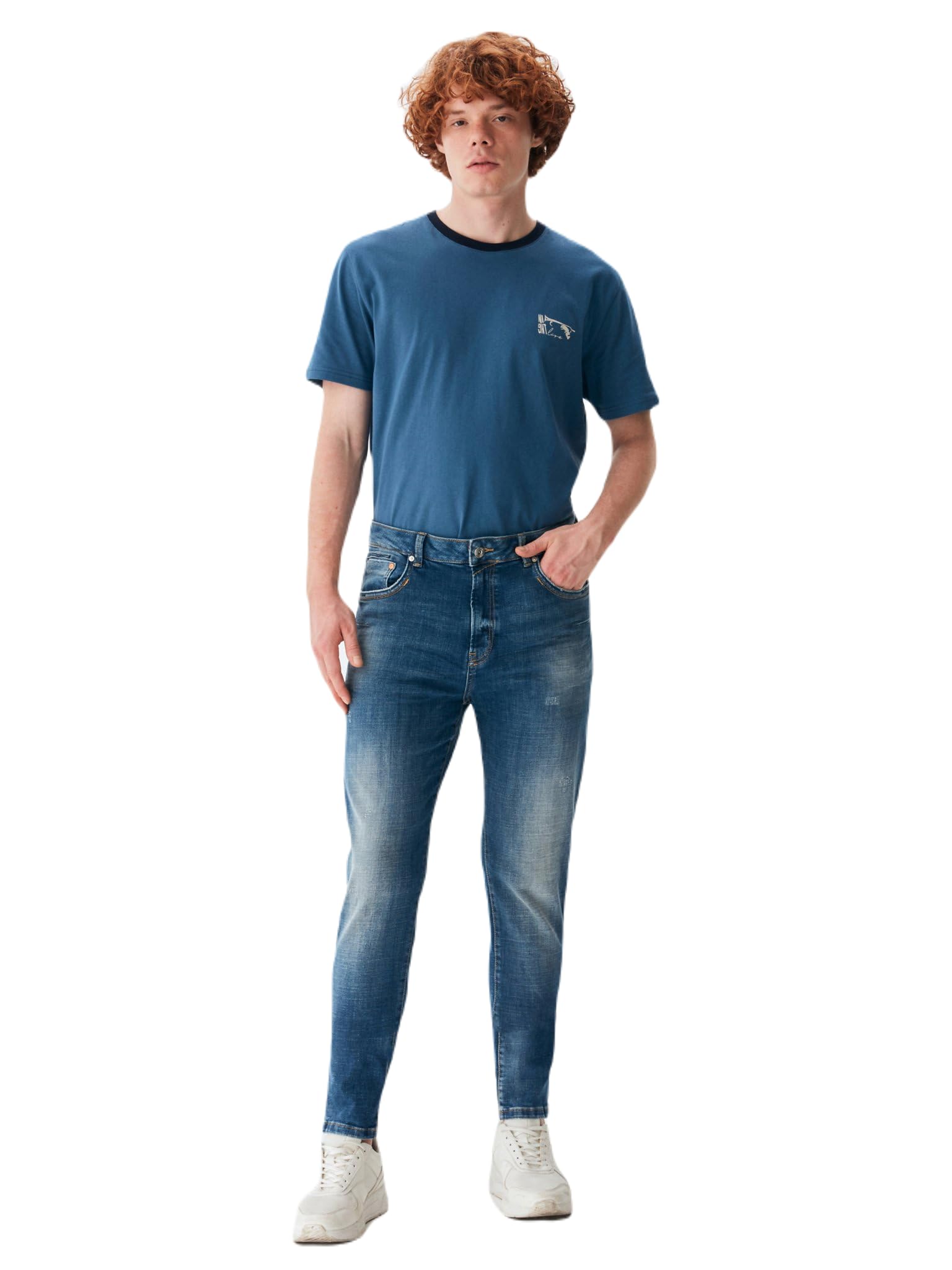 LTB Jeans Herren Jeans Reeves Schlank aus Baumwollmischung Tapered Denim mit Mittlere Taille in Mittel Blau