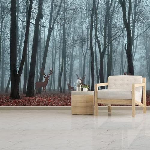 XLMING Wald-Elch-Kreationen Küche Esszimmer Arbeitszimmer Wohnzimmer TV Hintergrund Wand 3D Tapete-250cm×170cm