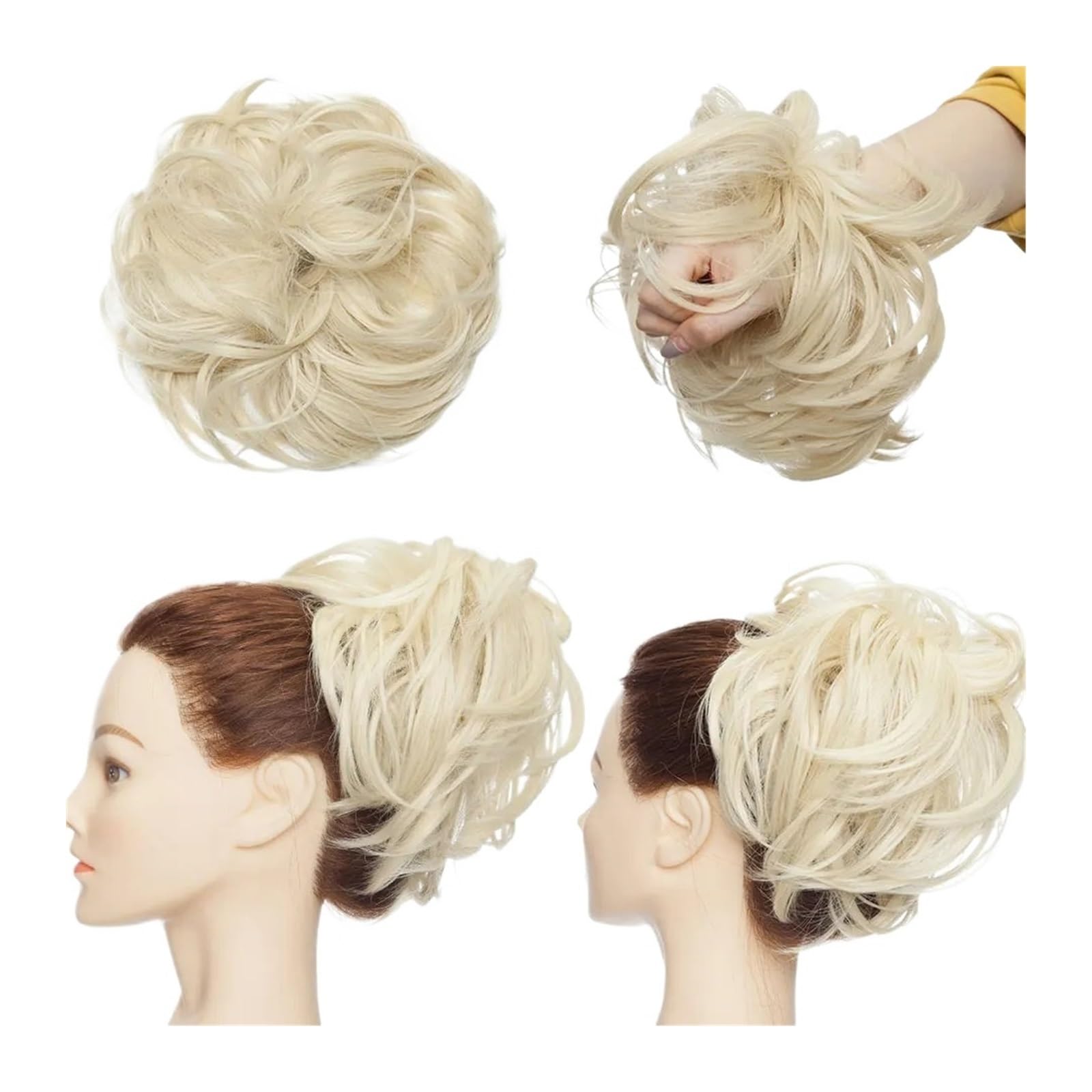 Haarteile Haarknoten Synthetischer, flauschiger Chignon mit Gummiband, zerzauster, unordentlicher Dutt, Hochsteckfrisur, Chignon-Haar, Pferdeschwanz, Haarteil for Frauen, 85 g Brötchen Haare(1836)