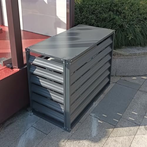 Klimaanlage Abdeckung, Verkleidung Klimaanlage Außengerät aus Zinkstahl, Sonnenschutz Sichtschutz Dekorative für Outdoor Außengeräte Wärmepumpe Klimagerät Garten(Gray,100 * 50 * 70cm)