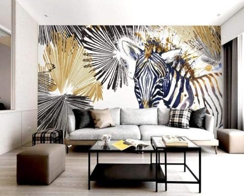 Einfache Linien Aquarell Zebra Cool 3D Tapete Poster Restaurant Schlafzimmer Wohnzimmer Sofa TV Dekorative Wand-400cm×280cm