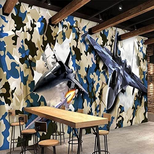 XLMING Vintage Aircraft Broken Wall Bar Restaurant Cafe Kreative Dekoration 3D Tapete Home Dekoration Wohnzimmer Sofa Schlafzimmer Tv Hintergrund Wand-250cm×170cm