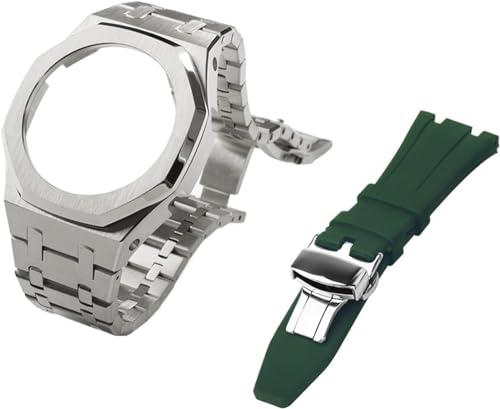 IOTUP Metall-Uhrengehäuse, Lünette und Fluorkautschuk-Uhrenarmband, Kombinationsset, für GA2100, GA2110, GAB2100, GM2100, Mod Kit für volle Uhr, GM-2100, Achat