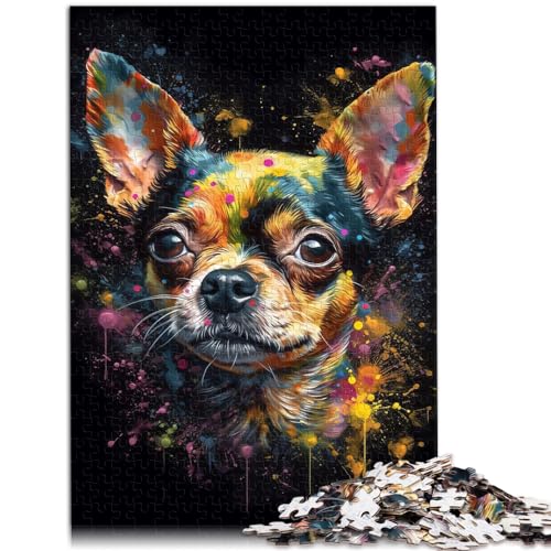 Puzzles Chihuahua-Malerei Puzzles für Erwachsene 1000 Teile Holzpuzzle Spaß für Aktivitäten zu Hause, Geburtstagsgeschenk, Reisegeschenke, 1000 Teile (50 x 75 cm)