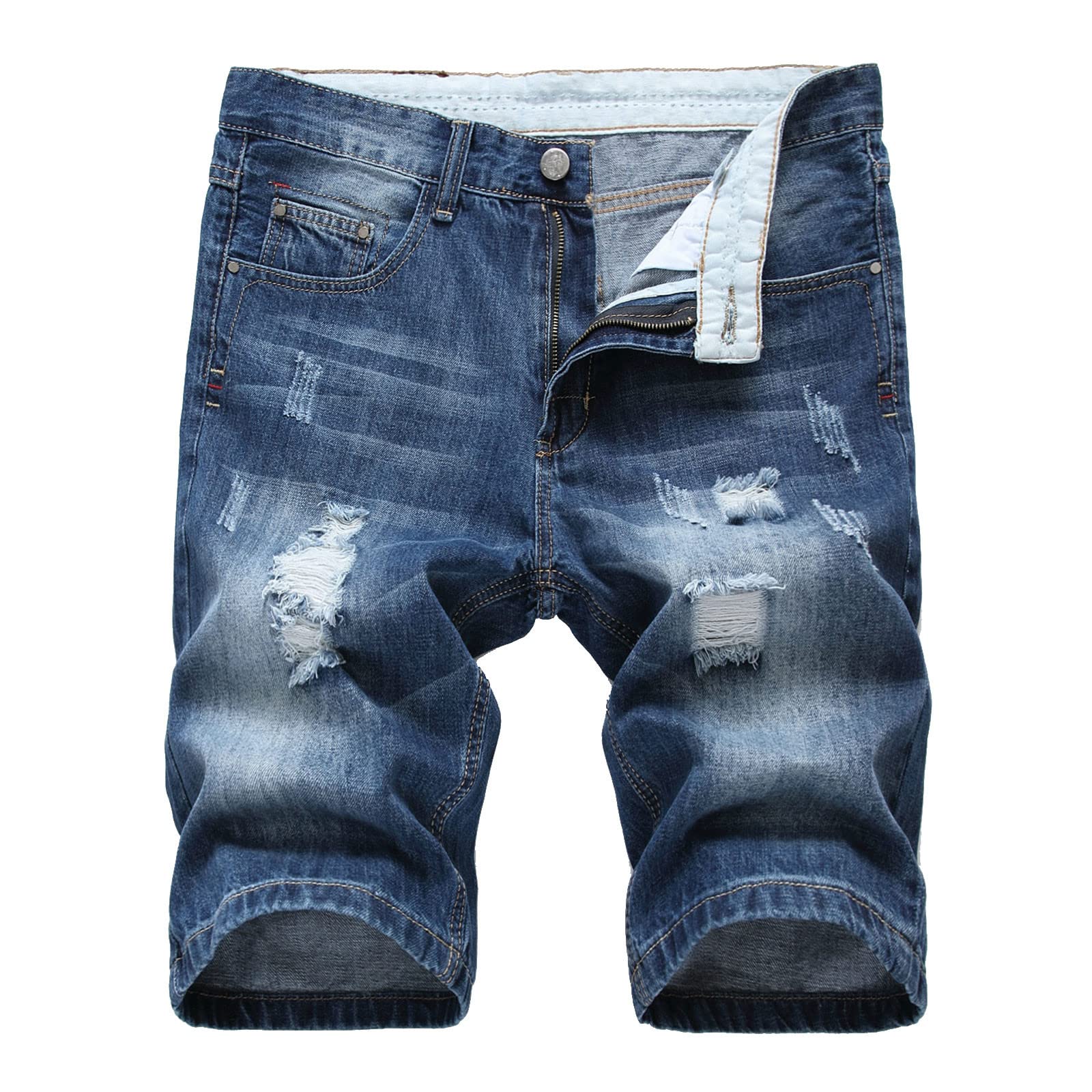 WANGTIANXUE Kurze Hosen Herren Jeans Shorts Herren Gutschein Casual Bermuda Hose Kurze Männer Basic Stretch Shorts Slim Fit Shorts Baumwolle Denim Kurz Short Sommer Denim Half Pants Sweathose Blau