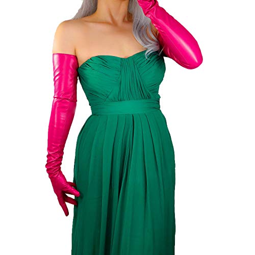 DooWay Damen Mode Lange Lederhandschuhe Kunstleder Slim Opera Abendkostüm Rose 70cm, Rose 70 cm, 85