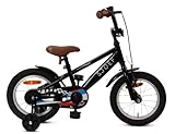 SJOEF Race Kinderfahrrad 14 Zoll | Kinder Fahrrad für Jungen/Jugend | Ab 2-6 Jahren | 12-16 Zoll | inklusive Stützräder (Schwarz)