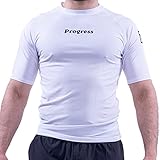 Progress Jiu Jitsu Academy Short SleeveRashguard | Flexibler und langlebiger BJJ Rashguard | Feuchtigkeitsableitendes Kompressionsoberteil für Damen und Herren | 80% Polyester/20% Elastan