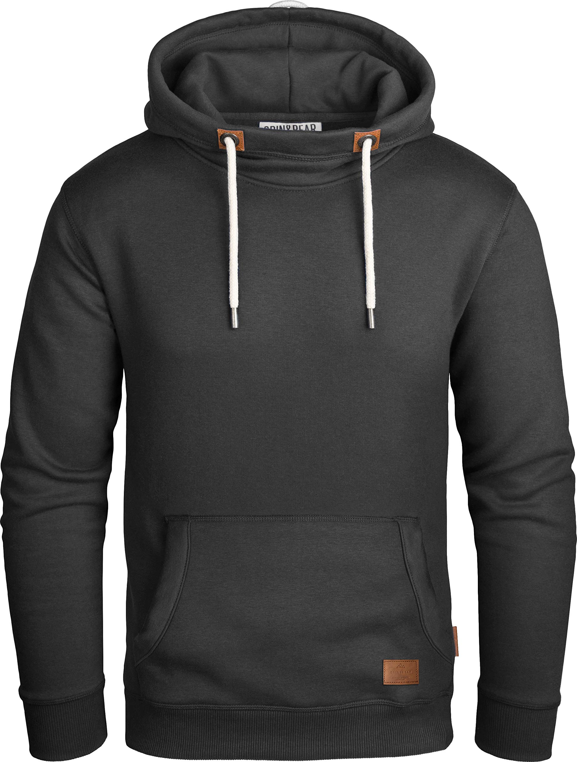 Grin&Bear Herren Kapuzenpullover Kapuzenjacke Hoodie mit hoch abschließendem Kragen GEC494 (S, Schwarz)