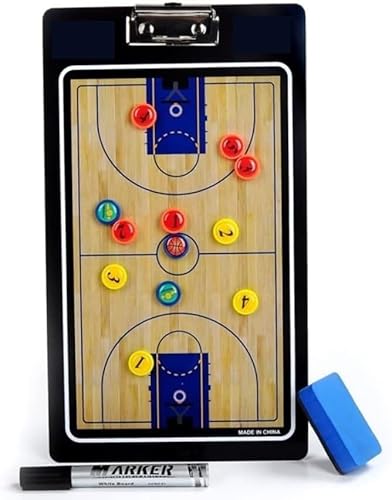 BFVAKBKYT Coaches Taktische Tafel, Tragbares Basketball-Coaching-Board, taktisches Klemmbrett for Basketball-Trainer, Strategie-Tafel mit Spielermarkern, Radierer, Stift