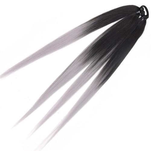 Human Hair Bundles Synthetische Pferdeschwanzverlängerungen, Boxzöpfe, wickeln sich um den Chignon-Schwanz mit Gummiband-Haarring, 26-Zoll-Ombre-Zopf human hair weave (Color : 2T-23, Size : 26inches