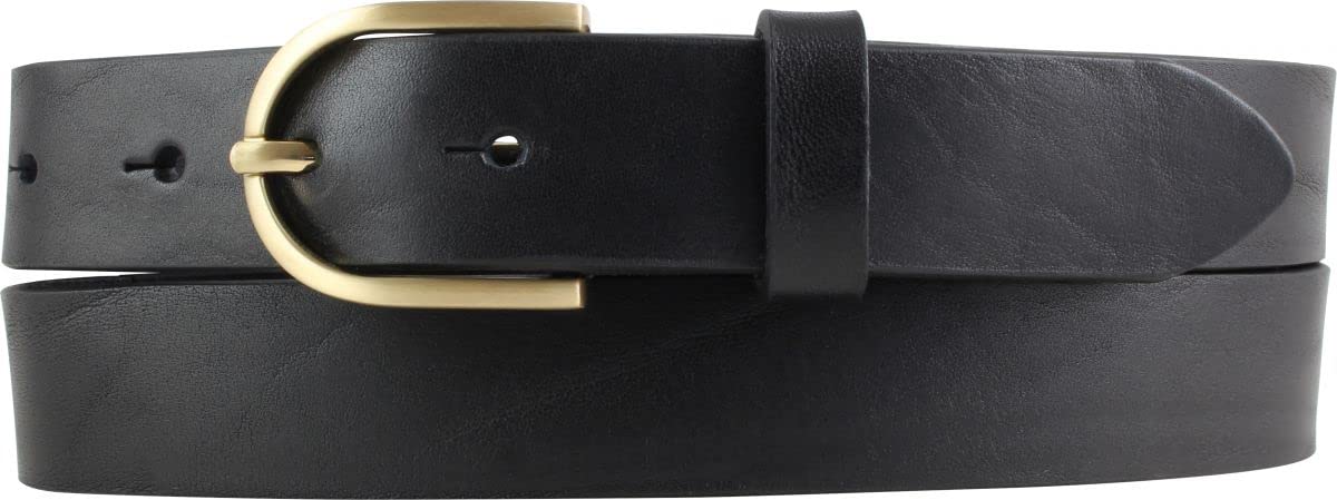 BELTINGER Damen-Gürtel aus Vollrindleder mit goldener Gürtelschnalle 3 cm | Leder-Gürtel für Damen 30mm | Chino-Gürtel | Schwarz 80cm