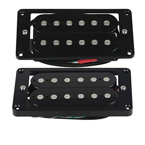 ZENGXUE Set Aus Hals + Brücke Alnico 5 Humbucker Pickup E-Gitarren-Pickup Schwarz Mit Flachen Rahmen-Gitarren-Teilen Humbucker Tonabnehmer Set