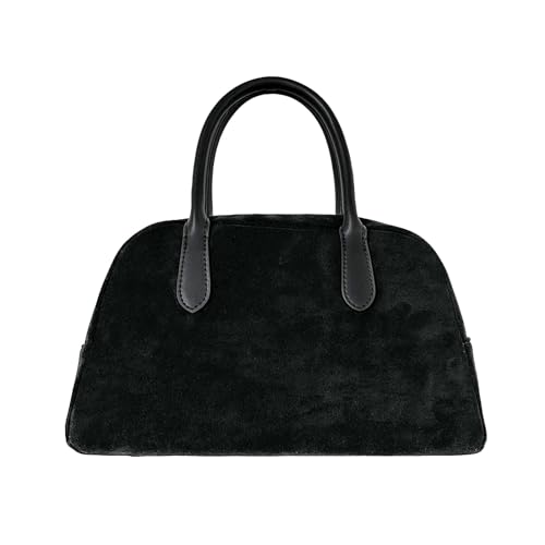 ohodhmnu Damen-Tragetasche, stilvolle und praktische Handtasche für Herbst und Winter, komfortabel, geräumiger Innenraum, perfekt für Büro, Einkaufen und Verabredungen, Schwarz , With pendant