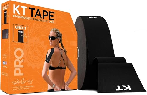 KT TAPE PRO Synthetic Elastic Kinesiology 125-Feet Jumbo Uncut Roll Therapeutic Tape, Jet Black