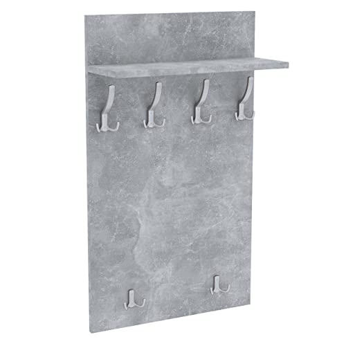 120x60 | MAXI Garderobenpaneel Wandgarderobe Garderobe Wandpaneel Kleiderstange ALUMINIUM | BETON