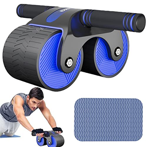 Bauchtrainer Roller, Automatische Rebound Bauchrolle mit Handyhalter, Bauchroller für Bauchmuskeltraining mit Knieschoner, AB Roller Wheel für Das Fitnessstudio Zu Hause (Blau 1)