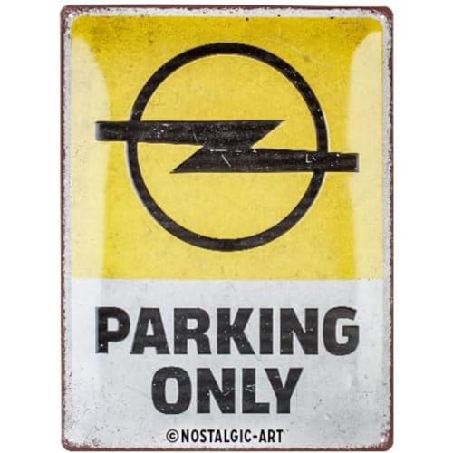 Nostalgic-Art Retro Blechschild, 30 x 40 cm, Opel – Parking Only – Geschenk-Idee für Opel-Zubehör Fans, aus Metall, Vintage Design