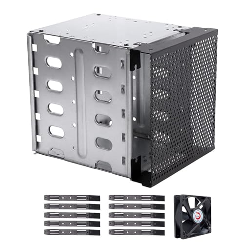 WELLDOER 5 25-Zoll 3 5-Rack Edelstahl Hartkäfig Computerkäfig Hartschalen Rack Lüfterplatz