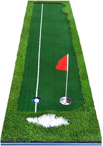 Golf-Putting-Matte, Golf-Trainingsmatte für drinnen und draußen, 300 x 50 cm, Putting-Green-System, professionelle Golf-Übungsmatte mit 2 Löchern