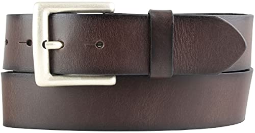 BELTINGER Gürtel aus Vollrindleder Vintage-Look 4 cm | Jeans-Gürtel für Damen Herren 40mm | Mit geschwärzten Kanten | Braun 90cm