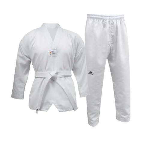 adidas Kinder/Erwachsene WT Taekwondo Student Dobok ohne Streifen Kampfsport WTF Kinder Uniform 170 cm weiß